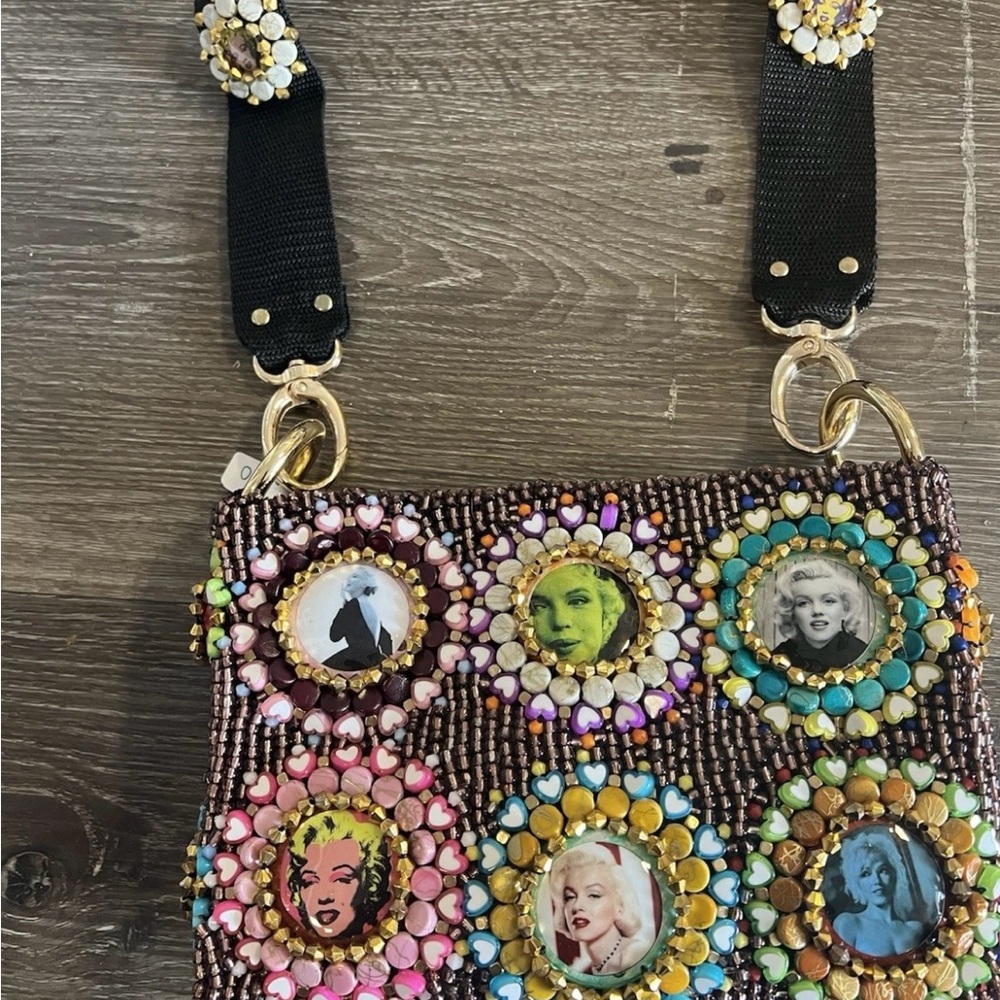 Marylin Monroe Bead Purse Bag Handbag Artist sara molano art flowers handmade